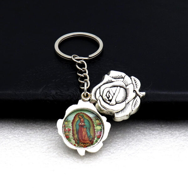 Factory Supply Wholesale and Retail Metal Key Chain Pendant Rose Opening and Closing Picture Frame Creative Jewelry Pendant