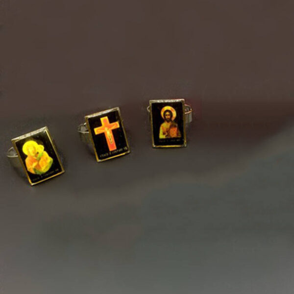 KOMI Titanium Steel Dripping Open Ring Multiple Religious Figures Enamel Rings for Men Women Prayer Gift