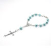 New 8mm Glass Faux Blue Pearl Rosary Pearl Catholic Religious Denary with Virgin Mary Bracelets