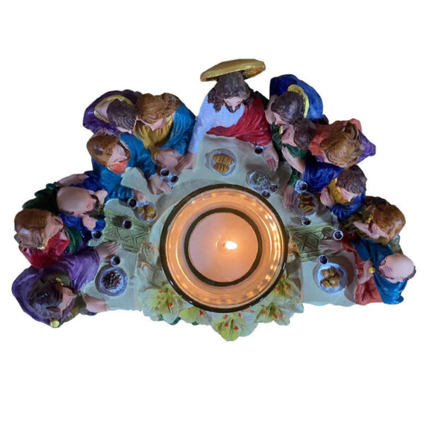 KOMI Handcraft Glass Candle Holder Vintage Resin Jesus Candlestick Statue Home Decoration Scented Candle Jars Christmas Gifts