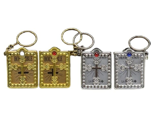 Creative Christian Catholicism Holy Gift Mini Bible Keychain Religious Pendant Jesus Cross Key Chain Keyring
