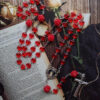 Komi Hot Sell Red Heart Cross Necklace 59 Rosary Beads Long Alloy Maria Pendant Necklaces