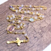 a2482edf034c6ccc7460f7e447d030f0_H4ed762095f89469eaf3a8db23f70e33cw_avif=close&webp=close Rosary Gold Alloy Beads + Glass Crystal Rosary Beads Saint Mary Center Medal Jesus Cross Necklace Chain Religious Jewelry