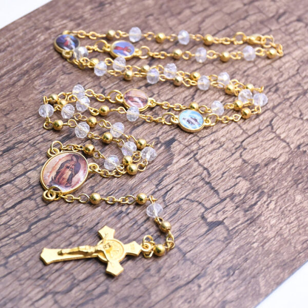 a2482edf034c6ccc7460f7e447d030f0_H4ed762095f89469eaf3a8db23f70e33cw_avif=close&webp=close Rosary Gold Alloy Beads + Glass Crystal Rosary Beads Saint Mary Center Medal Jesus Cross Necklace Chain Religious Jewelry