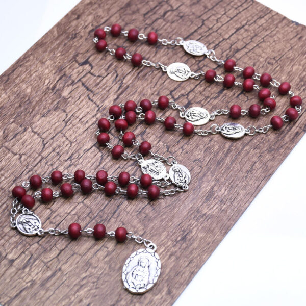 Komi Wholesales Fragrance Wooden Bead Seven Ways of Bitterness Cross Pendant Rosary Necklace