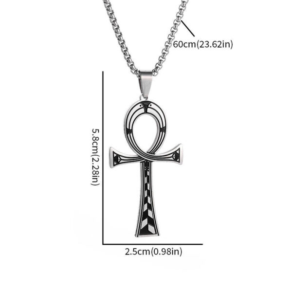 KOMI Stainless Steel Coptic Ankh Cross Pendant Necklace for Men Religious Ancient Egyptian Symbol Anka Cross Necklace for Women
