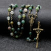 2024 Komi Religious Jerusalem Catholic Imita Ceramic Beads Ornament Cross Pendant Rosary Prayer Necklace