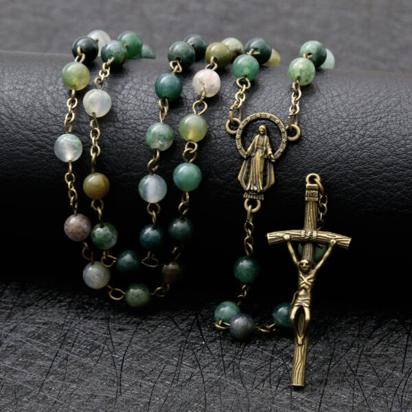 2024 Komi Religious Jerusalem Catholic Imita Ceramic Beads Ornament Cross Pendant Rosary Prayer Necklace