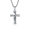 a335ba10b6ee45c3ec7b239b046f41e5_H00f730264b55492ebb5d9227ef74aaf1c_avif=close&webp=close KOMI Mens Crucifix Cross Necklace Silver Black Gold Stainless Steel Jesus Cross Pendant Necklace for Men Wheat Chain 24 Inch