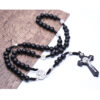 Komi Wholesales Black Catholic Necklace Handcrafted Wooden Beads Cross Pendant Jewelry Rosary Necklace