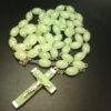 Wholesale Religious Jewelry Acrylic Luminous Beads Catholic Cross Rice Bead Necklace Crucifix Pendant Rosary Necklace