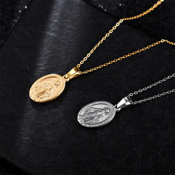 2024 Popular Cross Religious Accessories Necklace Virgin Mary Pendant Stainless Steel Necklace Gold Silver Jewelry