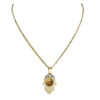 KOMI Fatima Hand Pendant Women Men Stainless Steel Necklace Gold Plated Natural Stone Necklace