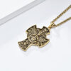 KOMI Mens Cross Necklace Vintage Stainless Steel Saint Michael Archangel Sword Cross Pendant Necklace for Men Box Chain