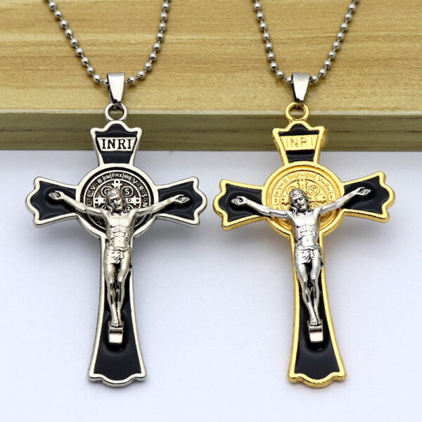 a73f53918448f5bce681519ab9c1b9ee_Hae63ba6e4dca4cb38905cb8f6bfe7560b_avif=close&webp=close Hot Selling Catholic Jesus Cross Pendant Keychain Necklace Vintage Alloy Crucifix Pendant Accessories Religious Jewelry
