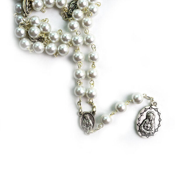 2023 Komi Fashion Seven Sorrow Chaplet Pearl Beads Rosary Round Virgin Mary Pendant Religious Rosary Necklace