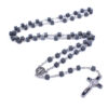 Komi Square Black Gallstone Cross Pendant Necklace Catholic Religious Jewelry Rosary Necklace