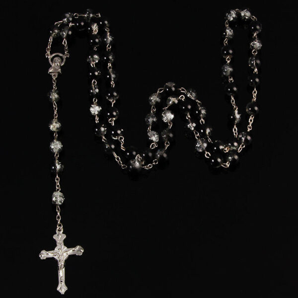 KOMI 8mm Plastic Crack Bead Necklace Rosary Cross Necklace Religious Bead Necklace