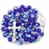 2024 Hot Sell Rosary Dark Blue Glass Crystal Jesus Cross Christ Maria Stock Necklace