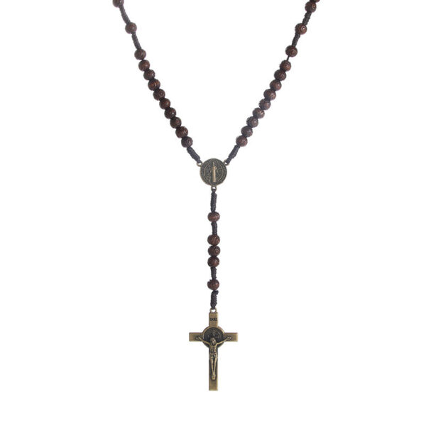 2024 New Religious Jesus Wood Beads High Grade Cross Rosary Necklace Religious Jewelry Wholesale Wholesale
