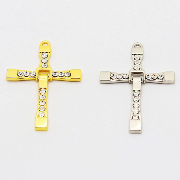 2024 Dreamwork Rhinestones Cross Pendants Necklace Keychains in Gold/Silver Plated Cross Charms for Jewelry DIY Accessories Gift