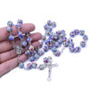 2024 Komi Wholesale Religious Church Gift Colored Diamond Polymer Clay Beads Cross Pendant Rosary Necklace