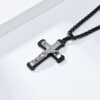 ab28a96771d3773c67e70fb096771f3c_H8374a14599174987b71ba39fd251001eu_avif=close&webp=close KOMI Mens Crucifix Cross Necklace Silver Black Gold Stainless Steel Jesus Cross Pendant Necklace for Men Wheat Chain 24 Inch