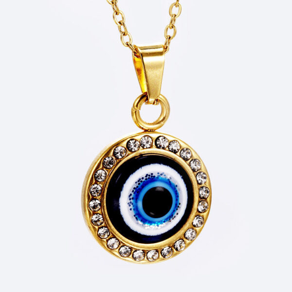 Komi Stainless Steel Turkish Blue Eye Necklace Religious AccessoriesTItanium Steel Eye Pendant