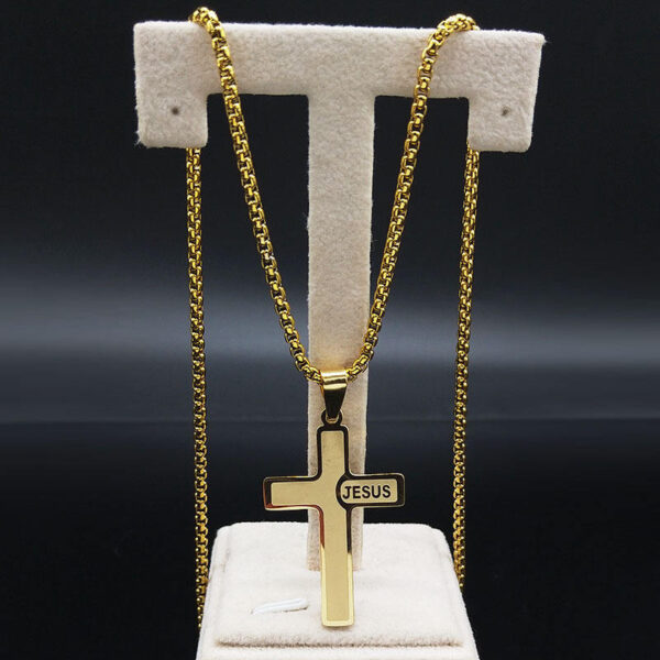 Komi 2023 New Stainless Steel Cross Men's Pendant Necklace Gold Men's Chain Necklace Jewelry Wholesale