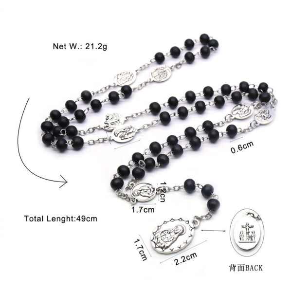 2024 Komi Christian Religion Black Beads Cross Jewelry Ornaments Beaded Rosary of the Seven Dolors Necklace