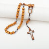 Catholic Rosary Catholicism Gift Prayer 10mm Beads Wooden Cross Necklace Beads Orthodox Wood Beads Religious Jewelry