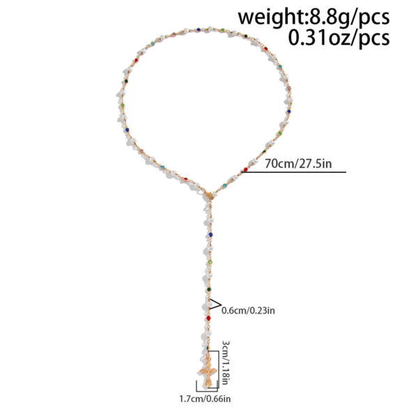 b09f32889c9cfbb78fb25c841c0cdb0b_H34c22dff9cfb4674855c0f13588b965aC_avif=close&webp=close KOMI Women Crucifix Cross Necklace Colored Round Crystal and Heart Pearl Beaded Chain Gold Jesus Cross Pendant Necklace for Girl