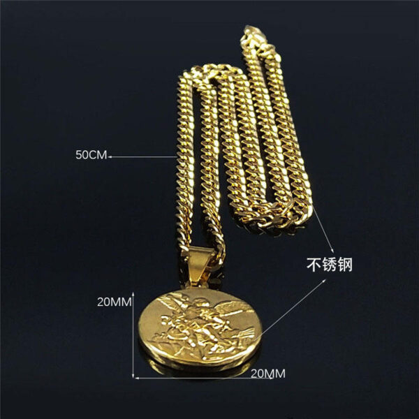 b10ec0844f684bf690bbdb9acb9441e9_H51e6be2c35ac4fb2a2293d43f84c93e52_avif=close&webp=close Komi Archangel Saint Michael Stainless Steel Chain Necklace Women's/Men's Gold Pendant Necklace