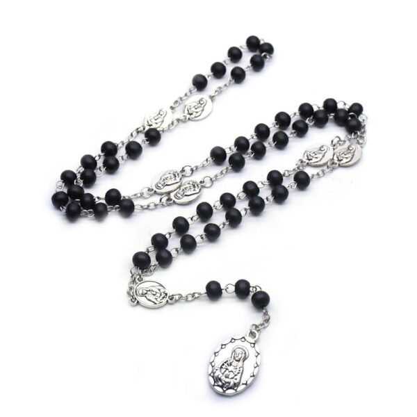2024 Komi Christian Religion Black Beads Cross Jewelry Ornaments Beaded Rosary of the Seven Dolors Necklace