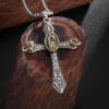 b20badddc8cb950210217c58d1afae2a_H39549b1a3857490284cec45bfae6b9few_avif=close&webp=close KOMI Vintage Engraved Cross Necklace for Women Anti Gold Virgin Mary Cross Pendant Necklaces 24 Inches Box Chain Necklace Gifts