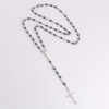 Komi Hot Sell Rosary Black Gallstones Necklaces Jesus Virgin Mary Catholic Religious Rosary Necklace for Pary