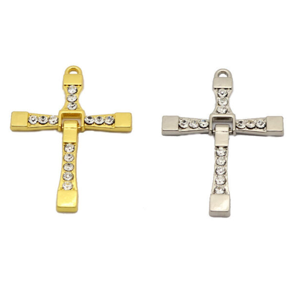 2024 Dreamwork Rhinestones Cross Pendants Necklace Keychains in Gold/Silver Plated Cross Charms for Jewelry DIY Accessories Gift