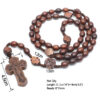 2024 New Wholesale Cheap Rosary Wooden Catholic Beads Religious Rosary with Cross Jesus Pendant Necklace