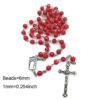 Komi Komi Wholesales Religious Gift Red Glass Beads Necklace Virgin Mary Cross Pendant Rosary Necklace