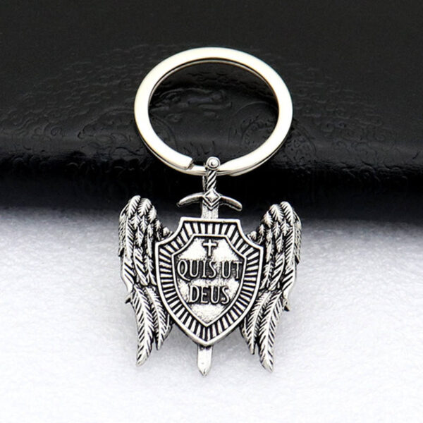 Dreamwork Holy Sword Archangel Wings Cross Shield Prayer Medal Amulet Pendant Necklace Keychain Souvenirs Keyrings Craft Gift