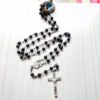 Komi High-grade Black Frosted Stone Agate Rosary Necklaces Wedding Rosary Men and Women's Necklace