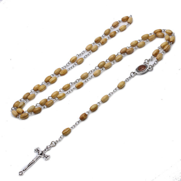 KOMI New Style Jerusalem Wood Rosary Virgin Mary with Soil Medal Jesus Cross Prayer Religious Necklace Wholesale
