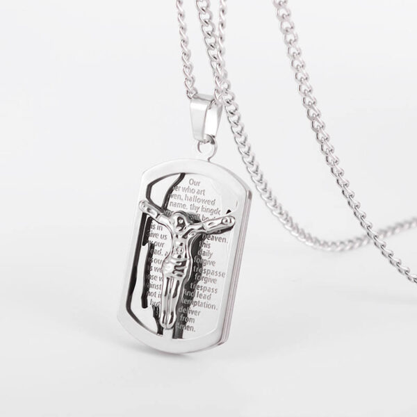 KOMI Religious Men Cross Necklace 18K Gold Plated Stainless Steel Faith Bible Prayer Crucifix Cross Pendant Necklace for Men