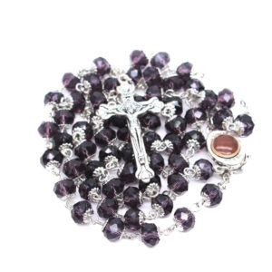 Komi Wholesale Crystal Maria Hold Cross Crucifix Pendant Christian Rosaries Beads Rosary Necklace