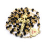 KOMI Black Crystal Cross Necklace for Women Men Gold Plated Crystal Beaded Rosary Necklace Cross Pendant Necklaces for Prayer