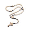 Dreamwork Wholesale Log Handmade Cross Jesus Pendant 8mm Wooden Beads Rosary Necklace Wood Beaded Necklaces Rosary Baptism Gift