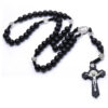Komi Wholesales Black Catholic Necklace Handcrafted Wooden Beads Cross Pendant Jewelry Rosary Necklace