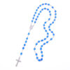 2023 Komi Wholesales Religious Rosary Blue Plastic Beads Prayer Women Jesus Cross Pendant Jewelry Rosary Necklace