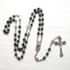 Komi Hot Selling Black Volcanic Beads Cross 59 Rosary Beads Necklaces Prayer Jesus Cross Crucifix Pendant Jewelry Necklaces