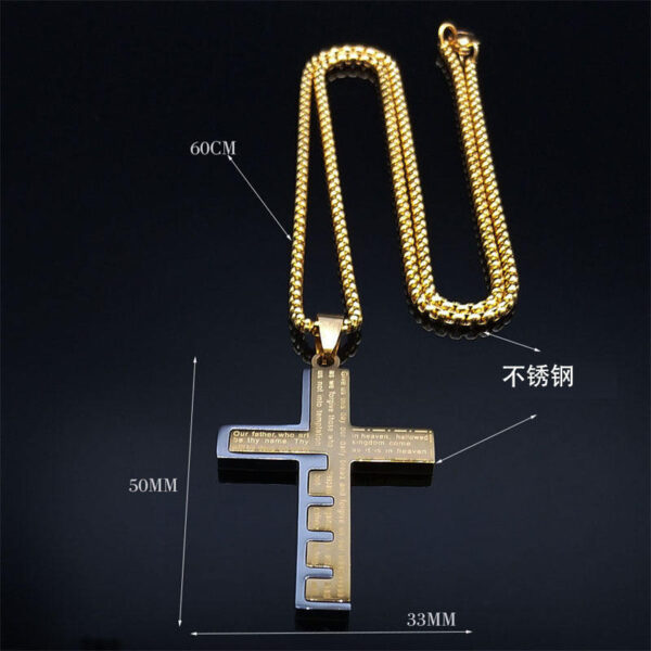 Komi Men's Cross Necklace Stainless Steel Gold Silver Black Bible Prayer Necklace